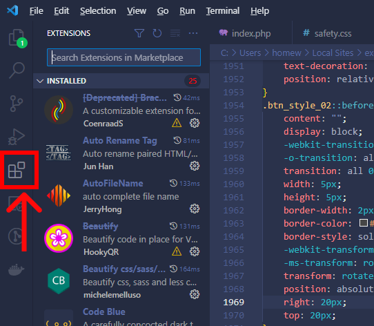 vscodeの拡張機能を選択する